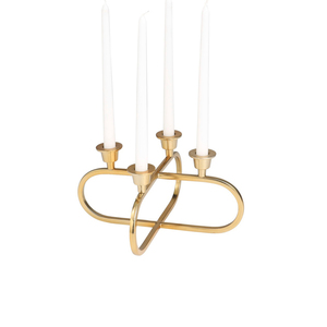 Modern Style 4 Light Gold Candelabra Contemporary Geometric Design For Taper <b>Candles</b> Table Decor Centerpiece Factory Direct - Product Image 2