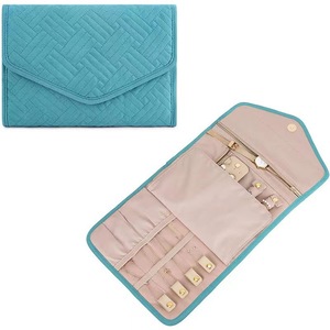 Estuche de Joyería Portátil de Terciopelo Acolchado con Botones para Mujer, Bolsa Enrollable Duradera, Organizador de Viaje Plegable, Almacenamiento de Gamuza, Moda - Product Image 4