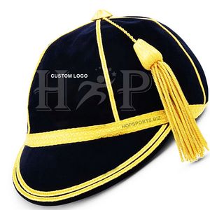 Gorras de terciopelo con borlas, fabricante profesional, gorras de presentación con logotipo personalizado para clubes de rugby, cricket y fútbol. - Product Image 3