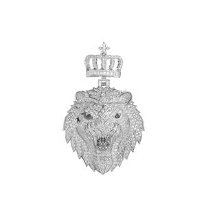 จี้รูปสิงโตมงกุฎประดับเพชรโมอิสซาไนต์ VVS เงินแท้ 925 สไตล์ฮิปฮอป - Product Image 3