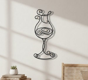 Copa de Vino Decorativa de Pared Hecha a Mano en Hierro con Acabado Moderno y Sofisticado en Polvo Negro - Product Image 4