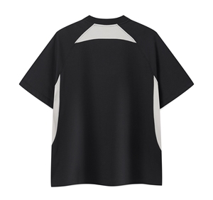 T-shirt de performance noir à manches courtes avec bande latérale blanche, grande taille, design uni pour homme, style décontracté, sport, streetwear - Product Image 2