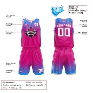 Uniforme de Baloncesto Sublimado con Degradado, Conjunto de Jersey Unisex de Secado Rápido, Cuello en V, Corte Atlético, para Adultos, Todas las Temporadas - Product Image 2