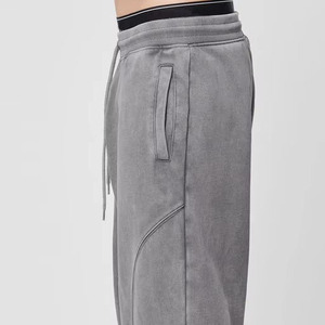 Custom Made Logo 100% Cotton Fleece Acid Wash Men Straight Mid <b>Joggers</b> High Quality Streetwear <b>Stacked</b> Men's Pants Washed - Product Image 4