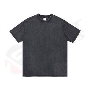 T-shirt Homme Vintage Grande Taille Décontracté en Coton Tricoté 100% Coton Lourd 280 g/m² Coupe Oversize Délavé à l'Acide - Product Image 3