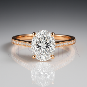 Elegant Design 14k Rose Gold Engagement <b>Ring</b> Classic Proposal <b>Ring</b> With Oval Cut Moissanite Diamond Wedding Jewelry Gift - Product Image 2