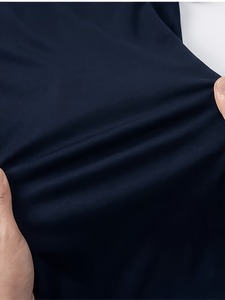 Camiseta de Manga Corta para Hombre, Corte Ajustado, Color Azul Marino, 100% Algodón, Transpirable, Cuello Redondo, Tejido de Punto, Diseño Liso - Product Image 5