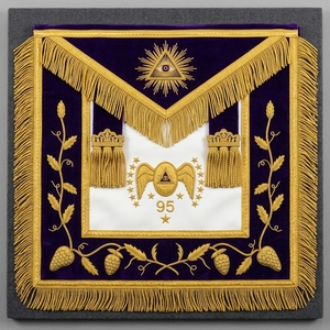 Custom <b>Purple</b> Masonic Apron with Gold Fringe & Embroidered Symbolic Emblem – Vintage Formal Freemason Regalia Accessory - Product Image 1
