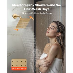 Système de douche thermostatique à effet pluie de 12 pouces à montage au plafond, avec douchette murale de 6 pouces et robinet de douche thermostatique à effet pluie de 12 pouces - Product Image 6