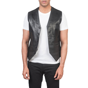 Mens Western Cowboy Leather <b>Vest</b> Traditional Ranch Style Genuine Leather Biker <b>Vest</b> Wholesale Supplier - Product Image 2