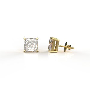 Princess Cut Diamond Stud <b>Earrings</b> 18K Gold Plated Claw Setting Women's Classic <b>Fine</b> Jewelry - Product Image 1
