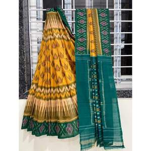FANCY LINEN DIGITAL PRINT WORK SAREE CON BOLUSE SIN COSTAR AMARILLO - Product Image 1