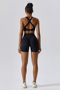 Soutien-gorge de sport noir personnalisé avec logo, dos croisé, respirant, extensible et à maintien élevé pour femme, idéal pour la gym et le fitness - Product Image 3