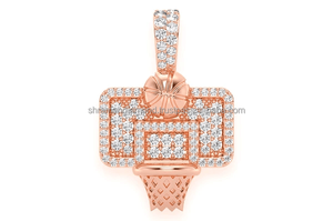 SHRAMAN DIAMOND Iced Out Baseball Hoop 14K <b>Solid</b> <b>Gold</b> Rose <b>Gold</b> Plated Natural Stone Customizable Unisex Gift sports jewelry - Product Image 3