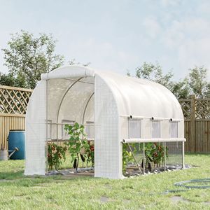 Serra a tunnel alta 9.7FT X 6.5FT X 6.5FT con copertura in PE ecologica, porte con cerniera, finestre a rete e telaio in acciaio, serra passabile - Product Image 2