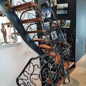 Barandilla de escalera de hierro forjado KHP, hermosa, de alta calidad, tratada térmicamente, resistente, fácil de instalar, decorativa para casas modernas. - Product Image 6