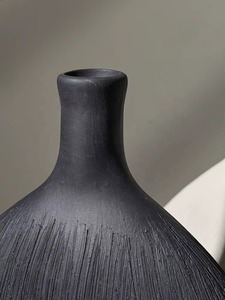 Modern Minimalist <b>White</b> Ceramic Flower Vase With Floral Accents Decorative Home <b>Table</b> Centerpiece - Product Image 6