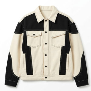 Urban Style Jeans Winter <b>Jacket</b> for <b>Men</b> Front Logo 100% Cotton <b>Lightweight</b> Quick Dry Eco-Friendly Trendy Look Daily Winter Wear - Product Image 1