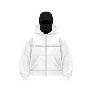 Sweat à capuche balaclava pour homme avec logo personnalisé brodé, double couche, pull à fermeture éclair intégrale, taille plus, design surdimensionné 3D - Product Image 4