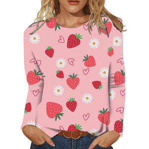 T-shirts pour femmes grande taille, coupe slim, manches longues, col rond, élégants, design personnalisé, impression sur mesure, meilleur prix - Product Image 2