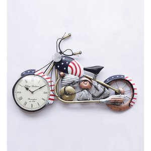 Wrought Iron Bike <b>Wall</b> <b>Clock</b> Quartz Analog Waterproof Handmade Art Deco Decor for Living Room Home Office Gift 29x2x18 in - Product Image 2