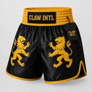 กางเกงขาสั้น CLAW INTL MMA สีดำทอง ขอบเอวยางยืด สำหรับผู้ใหญ่ ระบายอากาศได้ดี แห้งเร็ว โพลีเอสเตอร์ ทรงปกติ - Product Image 4