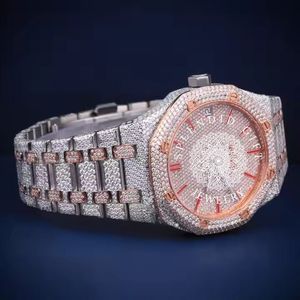 Splendide montre de luxe pour homme avec mouvement à quartz ETA, boîtier argenté en moissanite de 28 mm, cadran analogique en cristal de saphir et fermoir dissimulé - Product Image 6