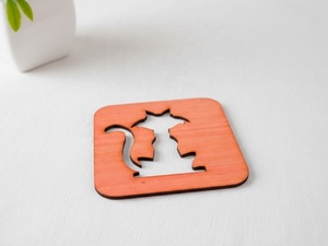 Posavasos de Madera Maciza con Silueta de Gato, Cortado con Láser, Hecho a Mano, Resistente al Calor, Protector de Mesa, Portavasos para Café, Té, para Amantes de Mascotas - Product Image 3