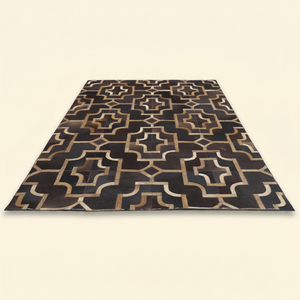 Alfombra de Lana Tejida a Mano Negra y Marrón Noir Keylink, Moderna, Geométrica, Antideslizante, Ecológica, para Sala de Estar, Dormitorio, Hotel - Product Image 2
