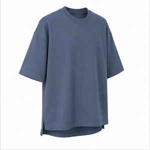T-shirt Homme Oversize à Manches Courtes et Col Rond en Interlock Bleu Ardoise Personnalisé MTS-OVR-0010 - Product Image 4