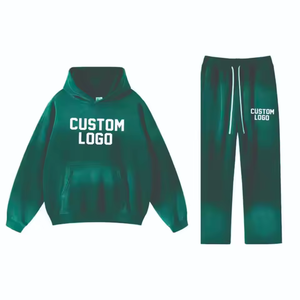 Ensemble de survêtement en molleton bleu turquoise pour homme, sweat-shirt à capuche et pantalon de jogging, deux pièces, vêtements de sport d'hiver - Product Image 3