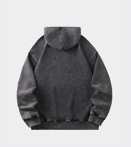 เสื้อฮู้ดผู้ชายสีพื้นแบบฟอกสี  บุขนแกะ หนา 380 กรัม ทรงหลวม  ลายถักโครเชต์ 3 มิติ คอลเลคชั่นฤดูหนาว ปี 2026 - Product Image 2