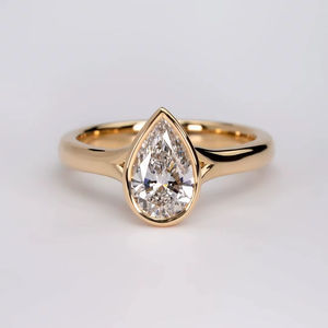 Bague en diamant de laboratoire taille poire 2,00 carats, or jaune 18K/14K/10K, bijoux de luxe pour fiançailles, fabrication directe OEM ODM - Product Image 1