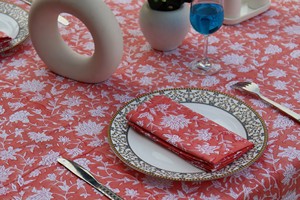Indian Block Print Tablecloth Floral Cotton <b>Table</b> Cover Pink French Tablecloth Rectangle <b>Table</b> Cloth Dining <b>Table</b> <b>Decor</b> - Product Image 3