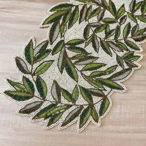 Decorative Beaded <b>Table</b> <b>Runner</b> with Embroidery Handmade Elegant <b>Dining</b> <b>Table</b> Accessory for Wedding Party and Holiday Decor - Product Image 3