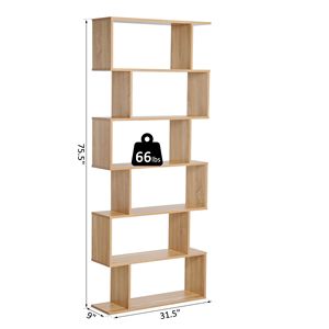 75.5 \ "H libreria a 6 livelli in legno di quercia espositore e divisorio - Product Image 3