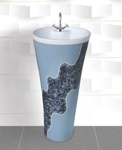 Lavabo Moderno Pintado con Múltiples Diseños, Pedestal de Columna, Montaje de Grifo de un Solo Orificio para Hoteles, Escuelas, Hospitales y Baños - Product Image 3
