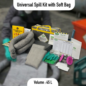 Kit Universal para Derrames de 45 Litros, Bolsa Transparente Flexible, Kit Multiusos Absorbente para Control de Derrames de Aceite, Productos Químicos y Líquidos en Emergencias - Product Image 2