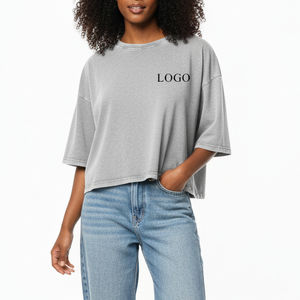 Camisetas de Verano para Mujer al por Mayor, Clásicas, Corte Regular, Peso Pesado 220g, 100% Algodón Sólido, Transpirables, Ecológicas, Marca Personalizada - Product Image 3