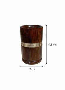 Handcrafted Wooden Tumbler <b>Cup</b> with Brass Ring Accent Decorative Tableware Drinking <b>Glass</b> for Home Restaurant and Hotel Use - Product Image 4