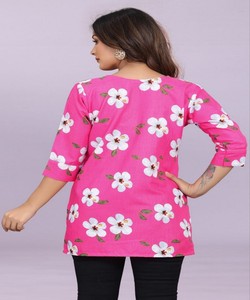 FANCY SLUB COTTON DIGITAL PRINT WORK ONLY <b>TOP</b> DAILY WEAR WHOLESALE PRICE ETHNIC GARMENT BABY PINK - Product Image 2
