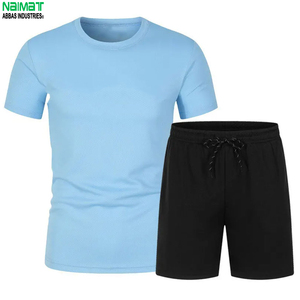 Conjunto de Camiseta y Pantalones Cortos de Algodón Blanco para Hombre, Cuello Redondo, Informal, Transpirable, Ropa de Verano, Estilo Minimalista en Blanco y Negro - Product Image 2