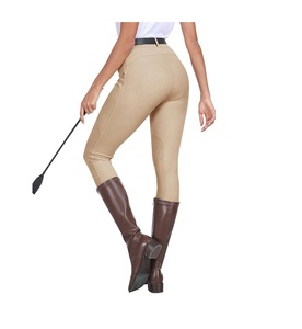 Pantalones de equitación antibacterianos para hombre, de cintura alta, con agarre de silicona en el asiento completo y parche en la rodilla, con cierre de botón y bolsillos. - Product Image 4