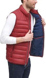<b>Men's</b> <b>Red</b> Stand Collar Puffer <b>Vest</b> Zipper Closure Windproof Casual Outerwear Winter Solid Design - Product Image 3