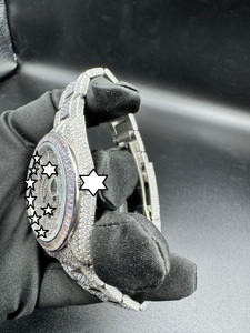 Montre mécanique unisexe en acier inoxydable 41 mm avec diamant Moissanite VVS1, mouvement automatique japonais, verre analogique, bracelet 22 mm, style Hip Hop - Product Image 2