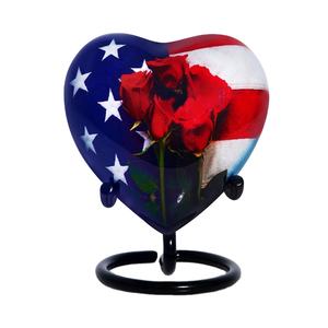 โกศเผาศพรูปหัวใจธงอเมริกันสำหรับขี้เถ้าขี้เถ้าโกศผู้ใหญ่สำหรับงานศพขนาดเล็ก - Product Image 1