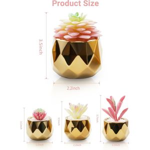 Pink Golden <b>Ceramic</b> <b>Pots</b> Small Artificial Succulents Plants Home Decor Indoor Christmas Fake Succulents Indoor Greenery - Product Image 3