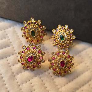 Kemp Gold-Plated Stud Earrings with Zircon Pearl & Diamond-Classic & Trendy Gift - Product Image 1
