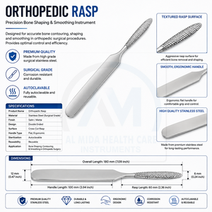 ชุดเครื่องมือขูดกระดูกสำหรับศัลยกรรมกระดูกและข้อ AL MIDA Health Care Instruments  แบบใช้มือ  ได้รับการรับรองมาตรฐาน CE ระดับ I สำหรับการผ่าตัดทั่วไป - Product Image 6