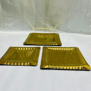 Luxury Gold-Plated <b>Square</b> Metal Serving Platter Set Wrinkle <b>Edge</b> Multi-Functional Decorative Fruit Display Tray Ramadan Wedding - Product Image 3